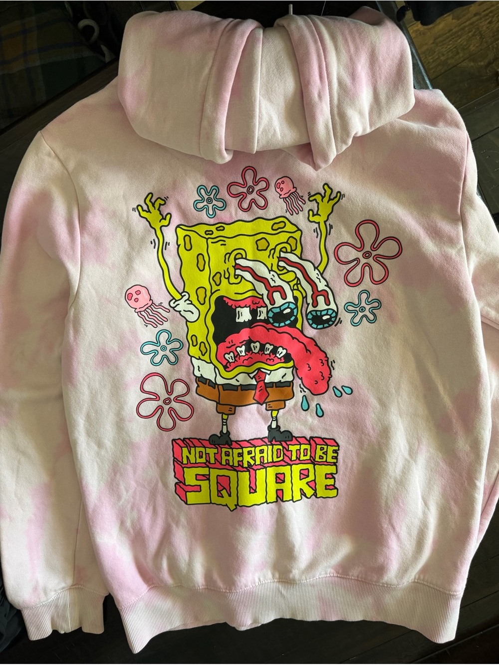 H&M Pink Tie-Dye Sponge Graphic Hoodie